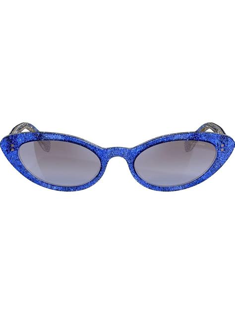 miu miu glitter glasses blue